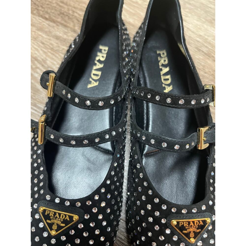 Prada Suede Ballerinas with Crystals Size 37.5 - Picture 15 of 16